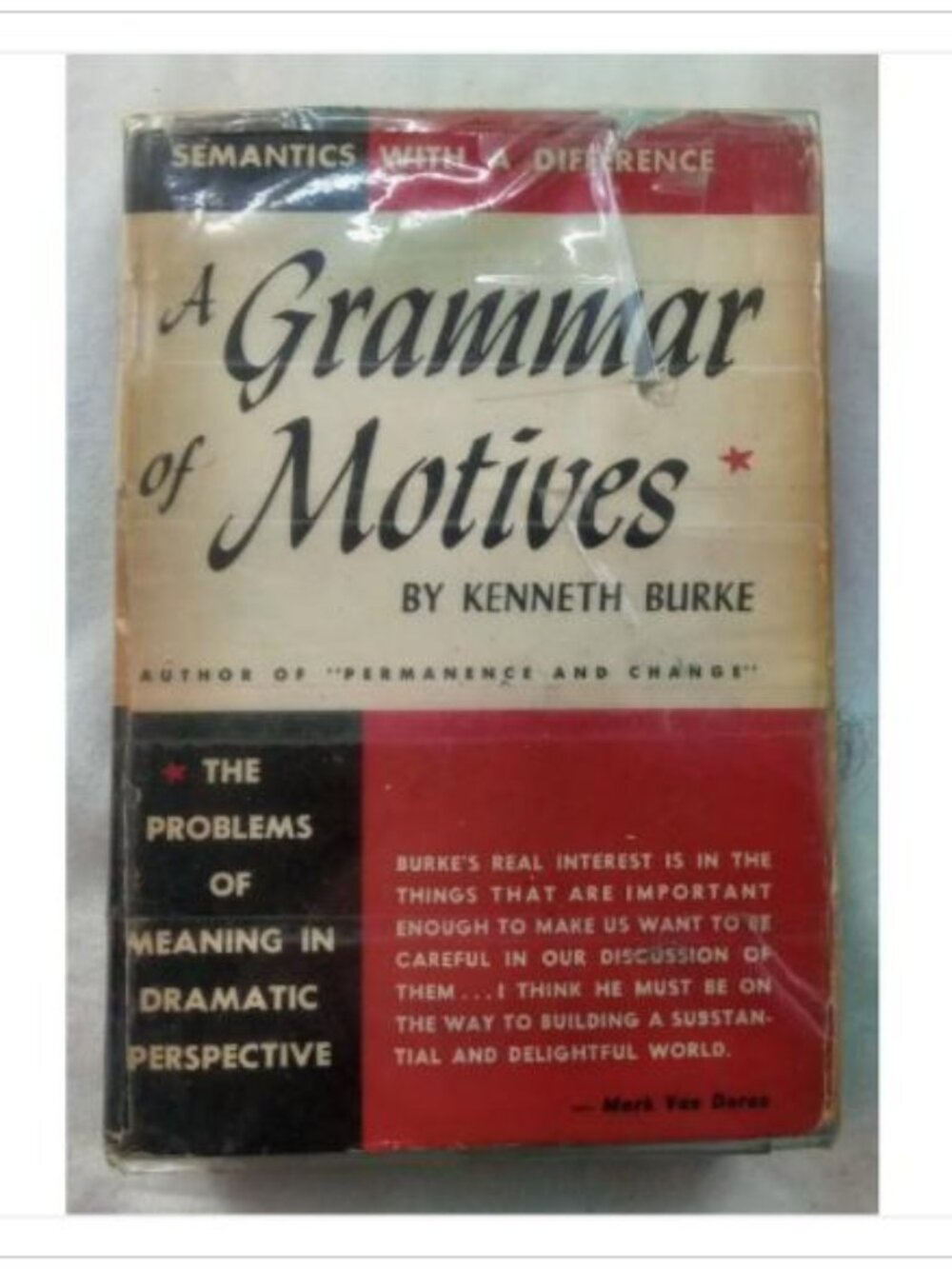 A Grammar of Motives Kenneth Burke First Edition Hardcover Book Vintage Novel
